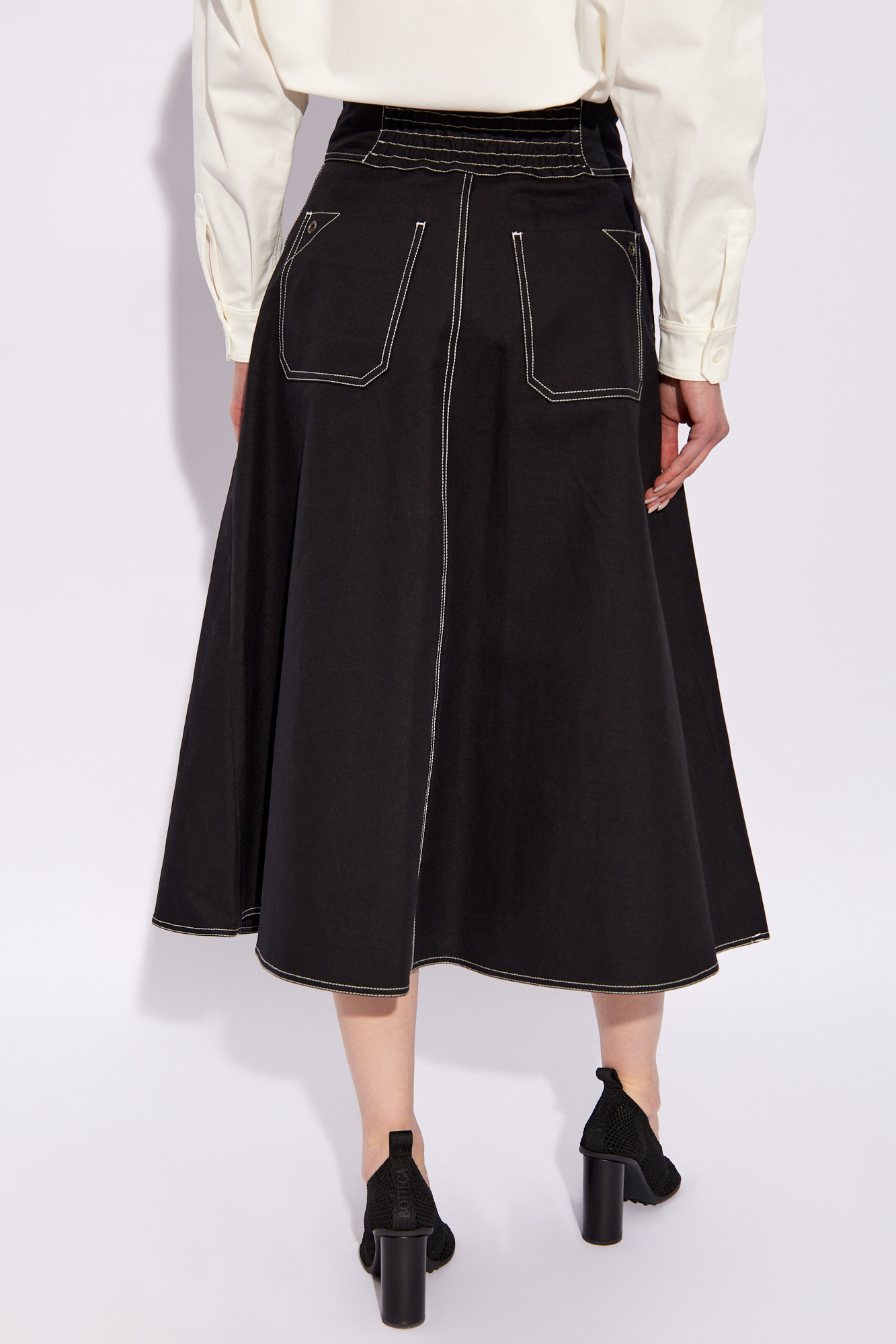 【関税＆送料込み】Max Mara Studio Leandro Skirt Max Mara STUDIO LEANDRO lace skirt with pleats in dark blue